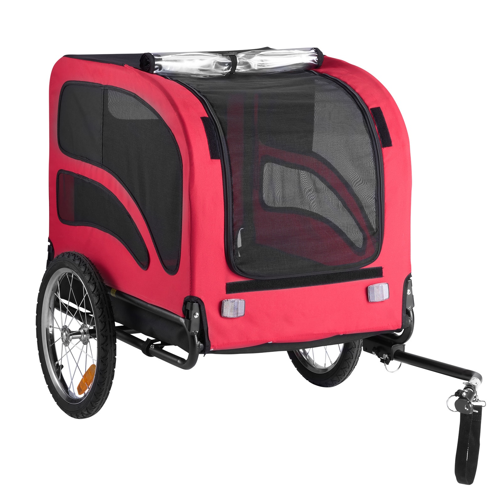 Dog Bike Trailer, Supports Up To 100 Lbs, Pet Cart Bicycle Carrier For Small & Large Dogs, Easy Folding Frame With Quick Release Wheel, Universal Bicycle Coupler, Reflector, Flag, Internal Leash_voghion.com